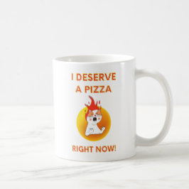 Taza De Café Me merezco una pizza ahora mismo slogan con gato e
