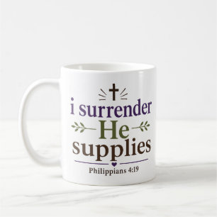Taza De Café Me Rindo Él Provee Estímulo Cristiano