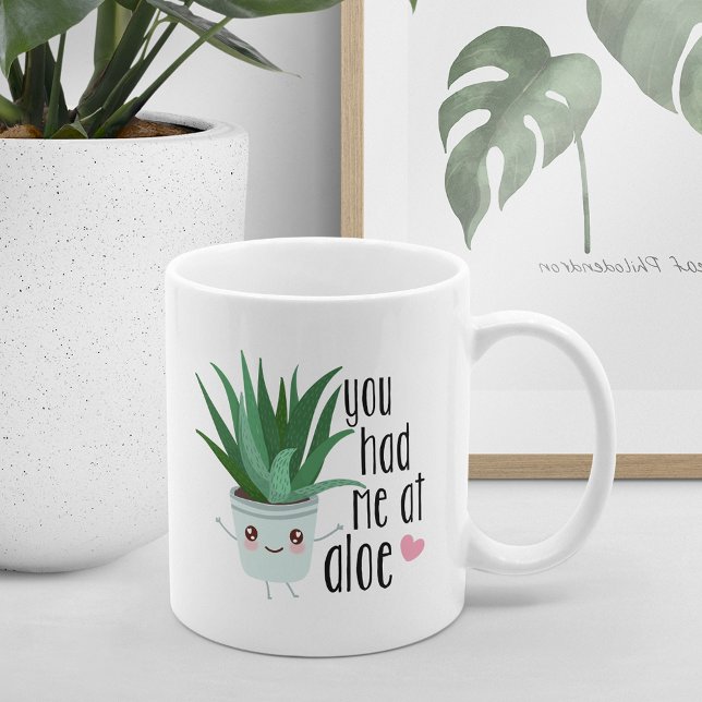 Taza De Café Me Tenías A Aloe | Amantes divertidos de las plant (Subido por el creador)