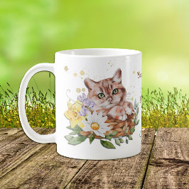 Taza De Café Me tenías en un gato floral de carne