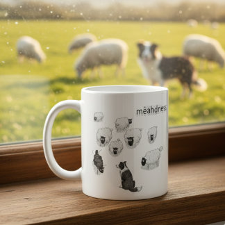 Taza De Café Mêahdness Funny Sheep Dog Pen Sketch Cartoon