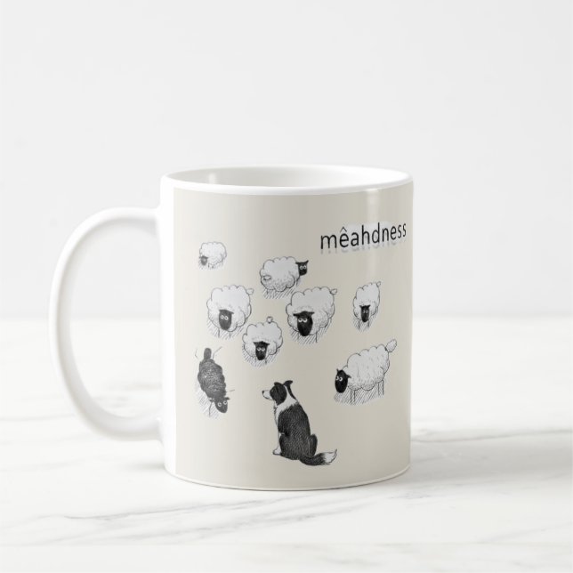 Taza De Café Mêahdness Funny Sheep Dog Pen Sketch Cartoon (Izquierda)