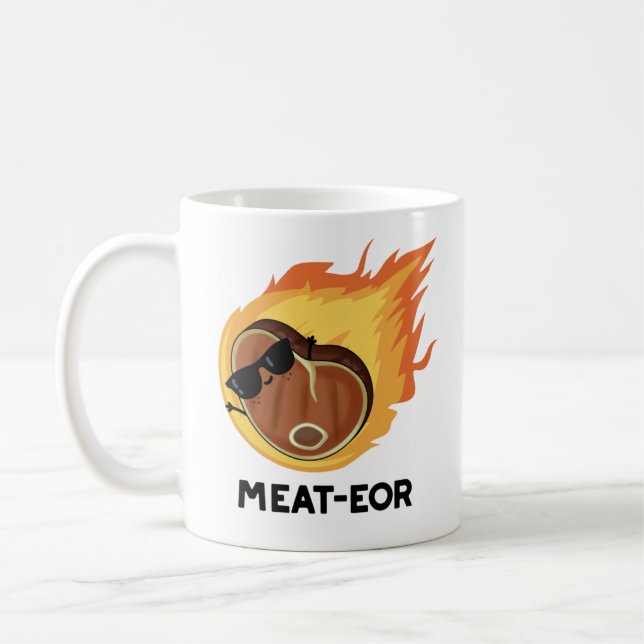 Taza De Café Meat-eor Funny Carne Steak Pun (Izquierda)