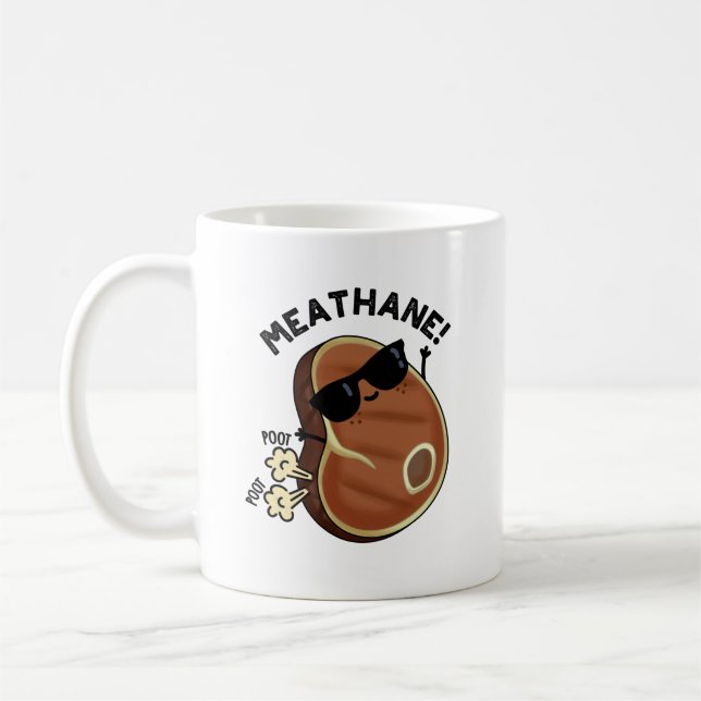 Taza De Café Meat-hane Funny Farting Meat Pun (Izquierda)