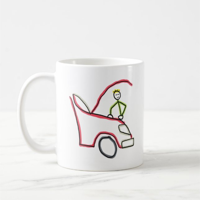 Taza De Café Mecánico de Coches Stickman (Izquierda)