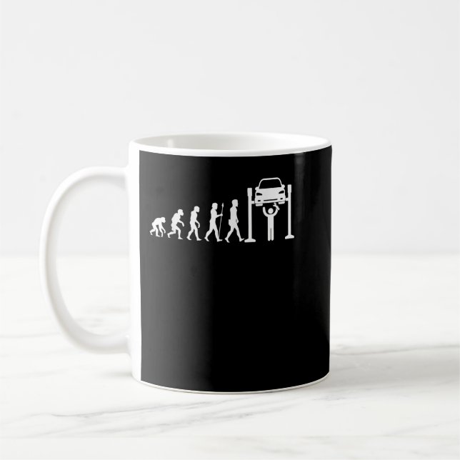 Taza De Café Mechanic Evolution  Mechanic Gift Car Mechanics Te (Izquierda)