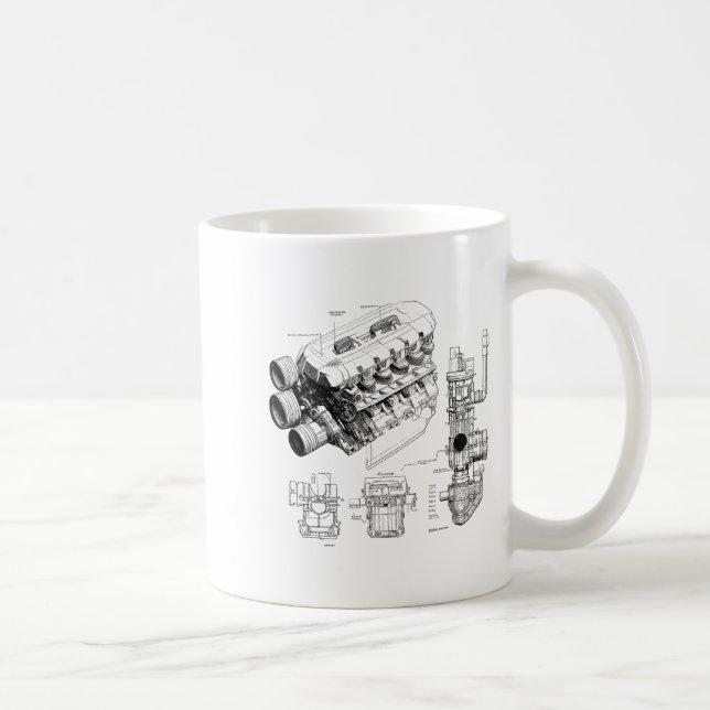 Taza De Café Mechanics Car Enthusiast Men Engine Eces  (Derecha)