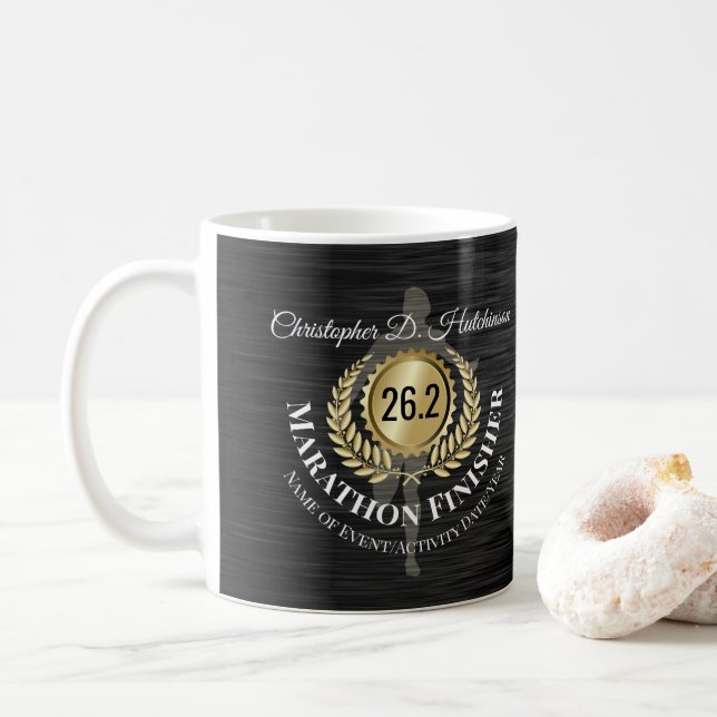 Taza De Café Medalla de maratón Keepsake 26.2 personalizada (Con donut)