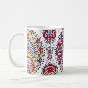 Taza De Café Medallón indio paisley floral, étnico.