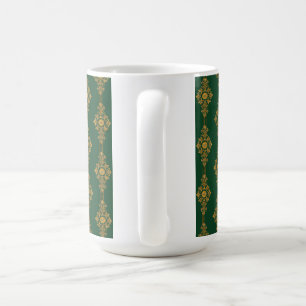 Taza De Café Medallón verde dorado Forestal Festivo