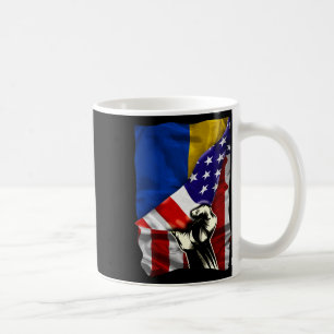 Taza De Café Media bandera estadounidense raíces ucranianas ban