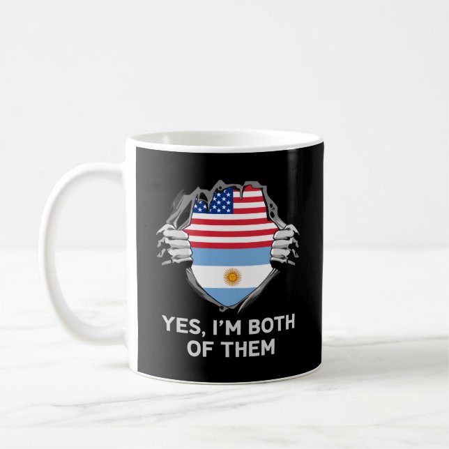 Taza De Café Media Estadounidense Medio Argentina Bandera Estad (Izquierda)