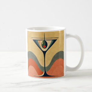 Taza De Café Mediados del siglo Moderno "ola martini de olivos 