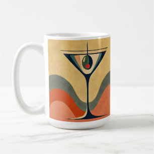Taza De Café Mediados del siglo Moderno "ola martini de olivos 