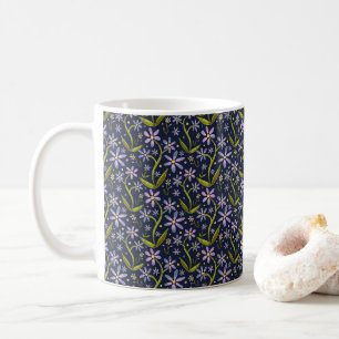 Taza De Café Medianoche Acuarela de margaritas bailando