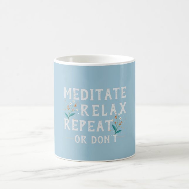 Taza De Café Mediar Relax Repetir Mug Motivador - Azul claro (Centro)
