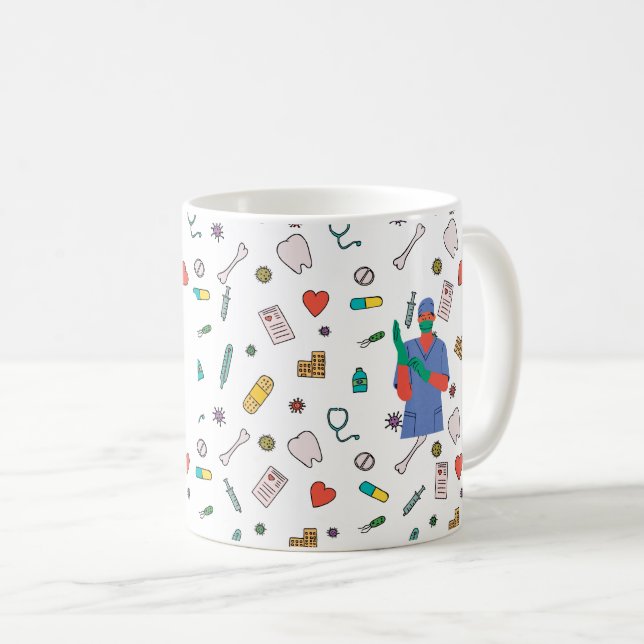 Taza De Café Médica cargando regalo de peluche para estudiantes (Anverso derecho)