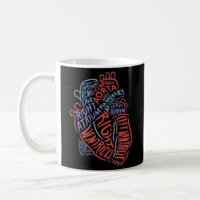 Taza De Café Médica de anatomía cardíaca Biología cardiovascula (Izquierda)