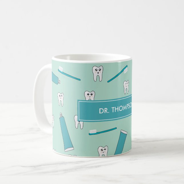 Taza De Café Médica de cepillo de dientes de mint Verde azulada (Anverso izquierdo)