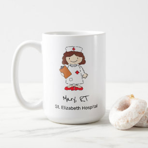 Taza De Café Médica de enfermería personalizada y con mano dibu