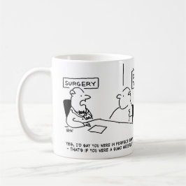 Taza De Café Médica le dice al paciente que está en buena forma