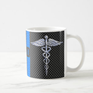 Taza De Café Médica médico MD Caduceus Fibra de Carbono
