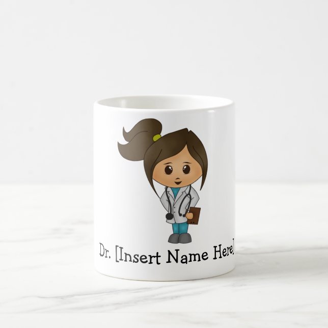 Taza De Café Médica personalizada, brunette, mujer (Centro)