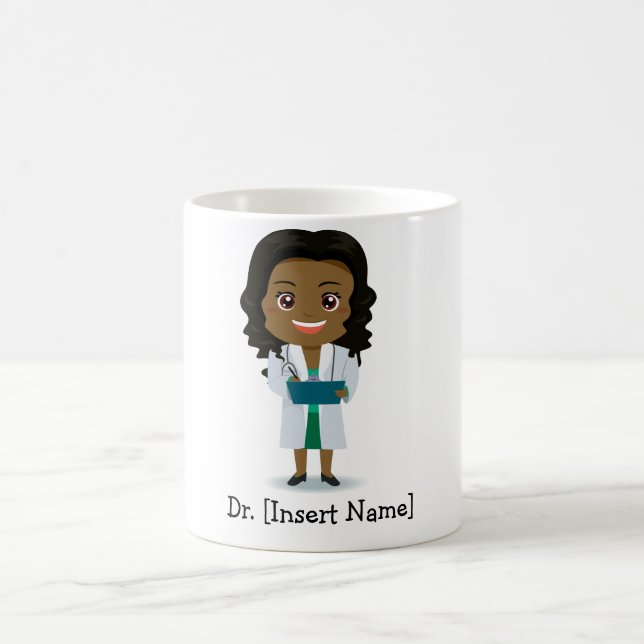 Taza De Café Médico de sexo femenino negro/africano lindo (Centro)