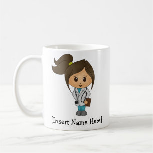Taza De Café Médico lindo personalizado, hembra triguena