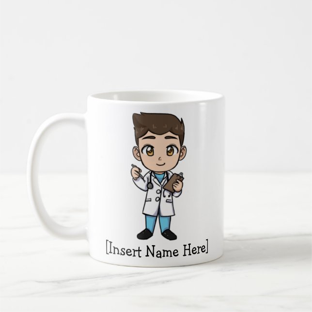 Taza De Café Médico lindo personalizado, varón trigueno (Izquierda)