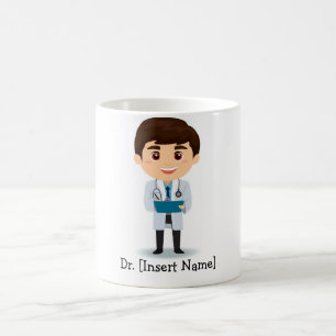Taza De Café Médico lindo personalizado, varón trigueno