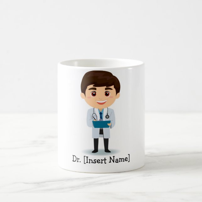 Taza De Café Médico lindo personalizado, varón trigueno (Centro)