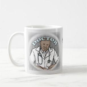 Taza De Café Médico masculino negro retro