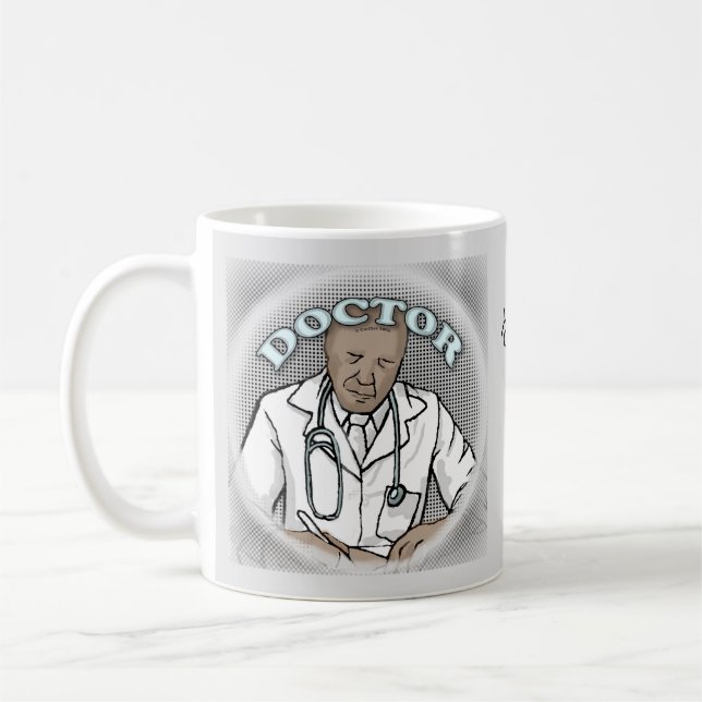 Taza De Café Médico masculino negro retro (Izquierda)
