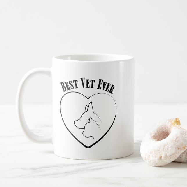 Taza De Café Médico veterinario compasivo Diseño de cuidado ani (Con donut)