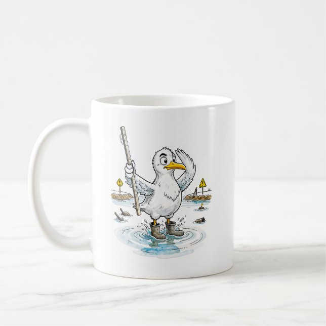 Taza De Café Medidor de inundaciones de aves de cómic Deber (Izquierda)