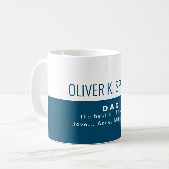 Taza De Café Medio azul mitad blanco mejor mensaje de amor para (Anverso izquierdo)