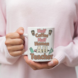 Taza De Café ☕️ Medio Café, 💕 Medio Humano, Todo 🍎 De Maestro