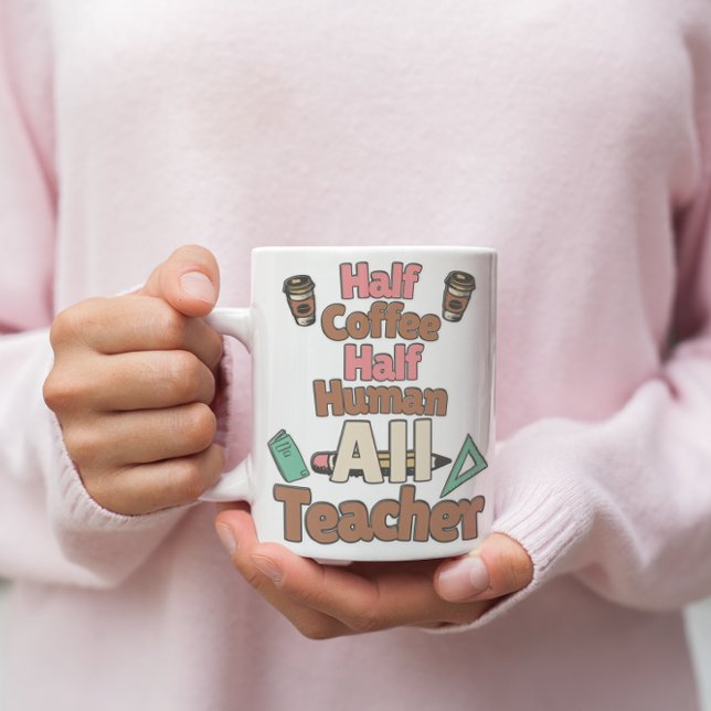 Taza De Café ☕️ Medio Café, 💕 Medio Humano, Todo 🍎 De Maestro (Subido por el creador)