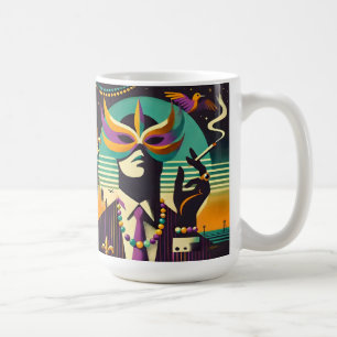 Taza De Café Medio Siglo Retro 60s Mardi Gras El Hombre Fumador