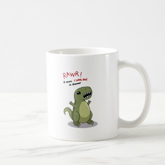 Taza De Café Medios de Rawr te amo en dinosaurio (Derecha)