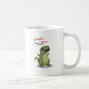 Taza De Café Medios de Rawr te amo en dinosaurio