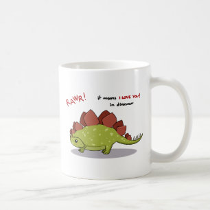 Taza De Café Medios de Rawr te amo en Stegosaurus del