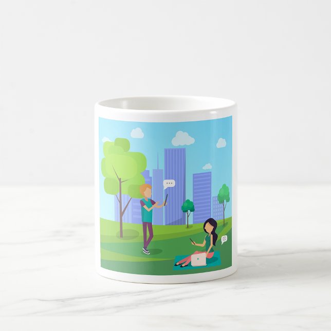 Taza De Café Medios Sociales En El Parque (Subido por el creador)