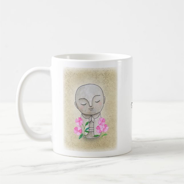 Taza De Café Meditación budista de arte JizoNombre personalizad (Izquierda)
