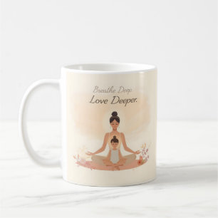 Taza De Café Meditación de Madre e Hijo Arte de Serenidad