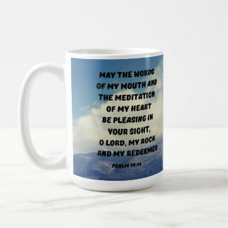 Taza De Café Meditación Del Salmo Del Corazón 19:14 Verso De La