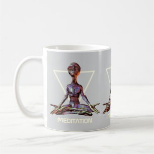 Taza De Café Meditación. Extranjero en posición tranquila