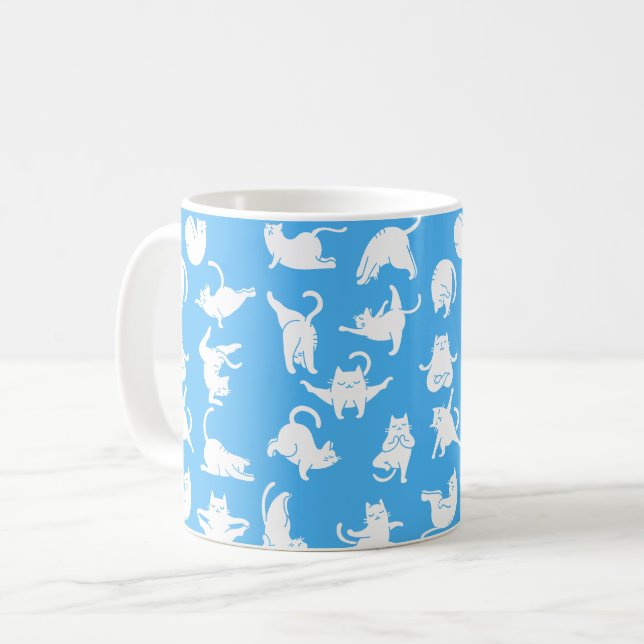 Taza De Café Meditar gato en polos de yoga (Anverso izquierdo)