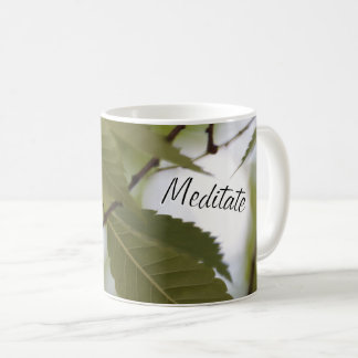 Taza De Café Méditer sur la nature vert jardin feuille belle